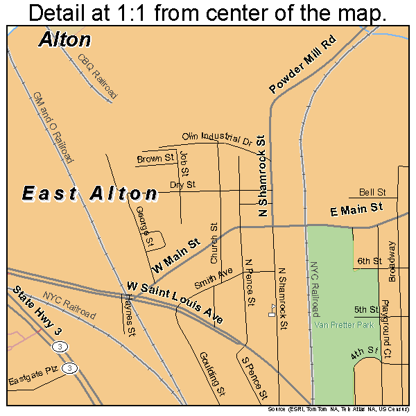 East Alton, Illinois road map detail