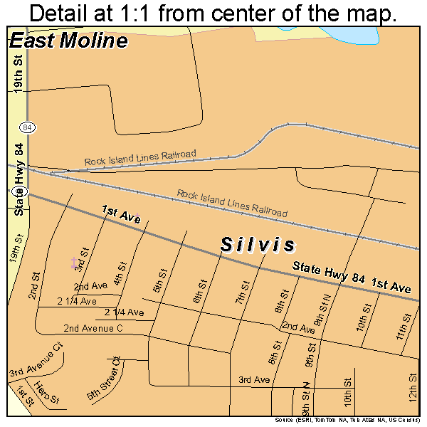 East Moline, Illinois road map detail