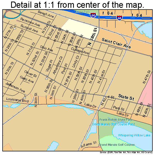 East St. Louis, Illinois road map detail