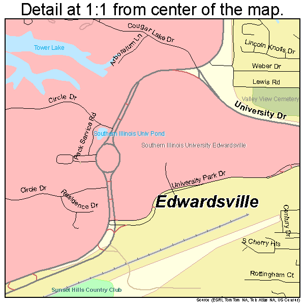 Edwardsville, Illinois road map detail