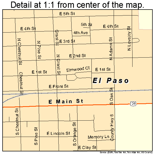 El Paso, Illinois road map detail