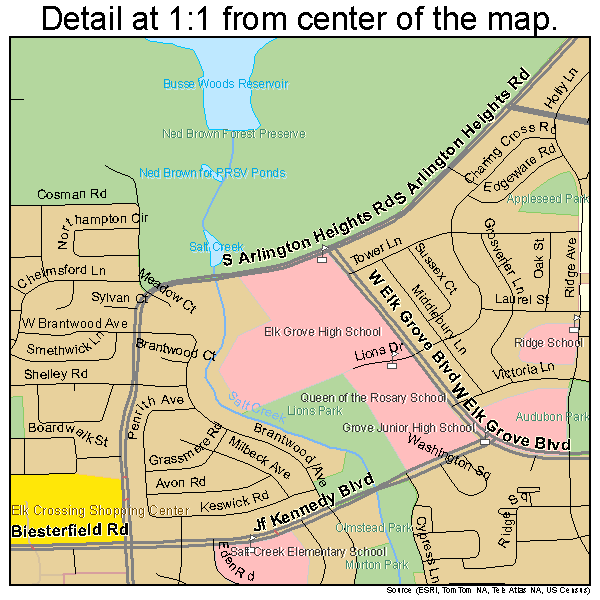 Elk Grove Village, Illinois road map detail