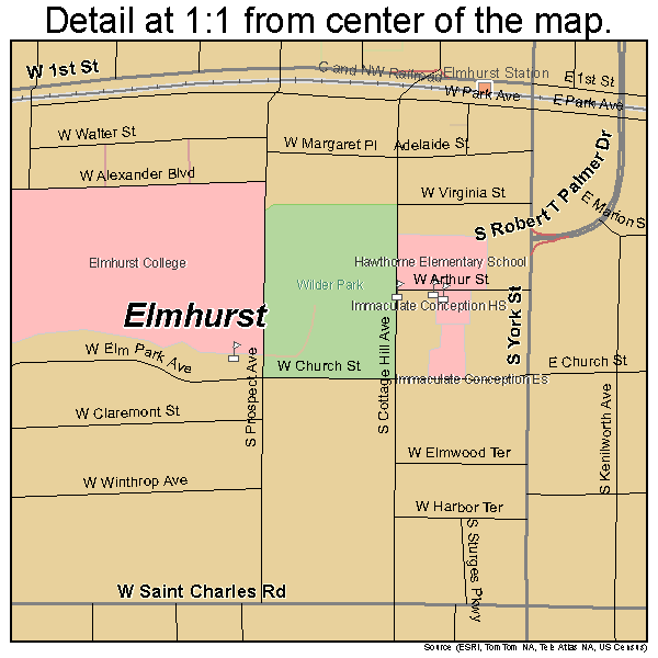 Elmhurst, Illinois road map detail