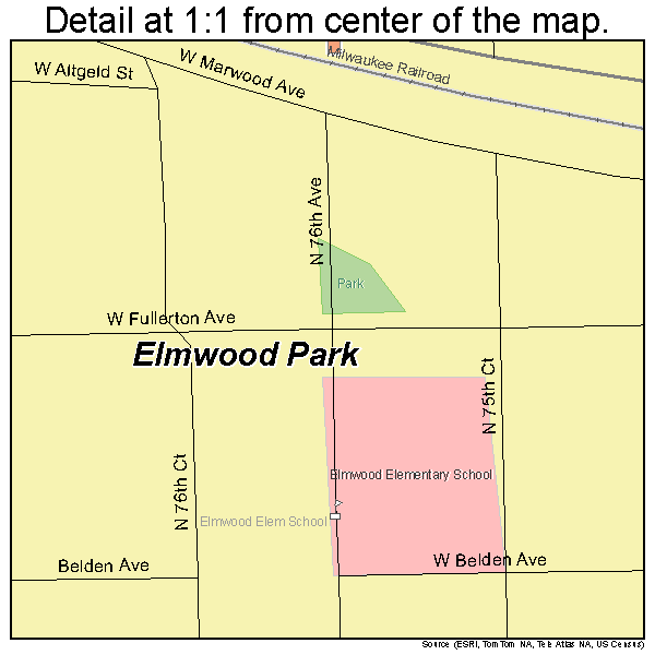 Elmwood Park, Illinois road map detail