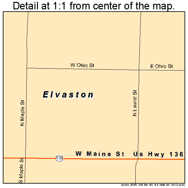 Elvaston, Illinois road map detail