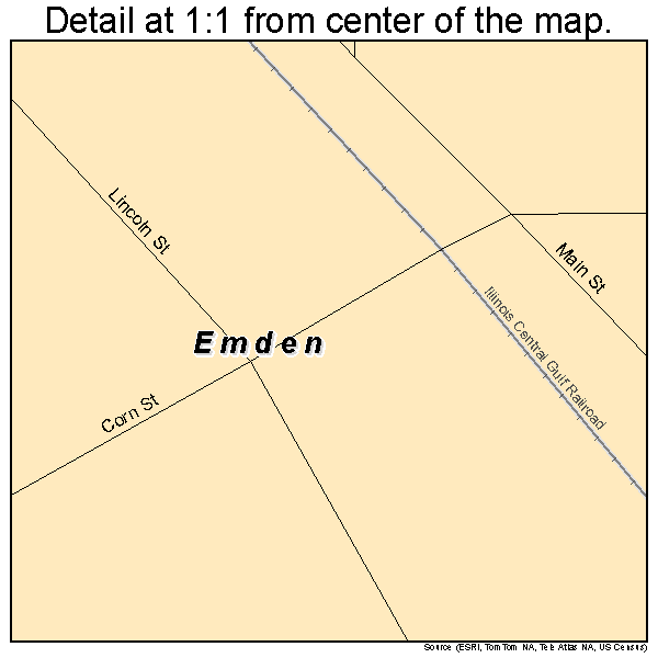 Emden, Illinois road map detail