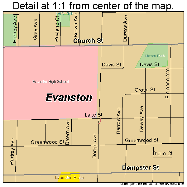 Evanston, Illinois road map detail