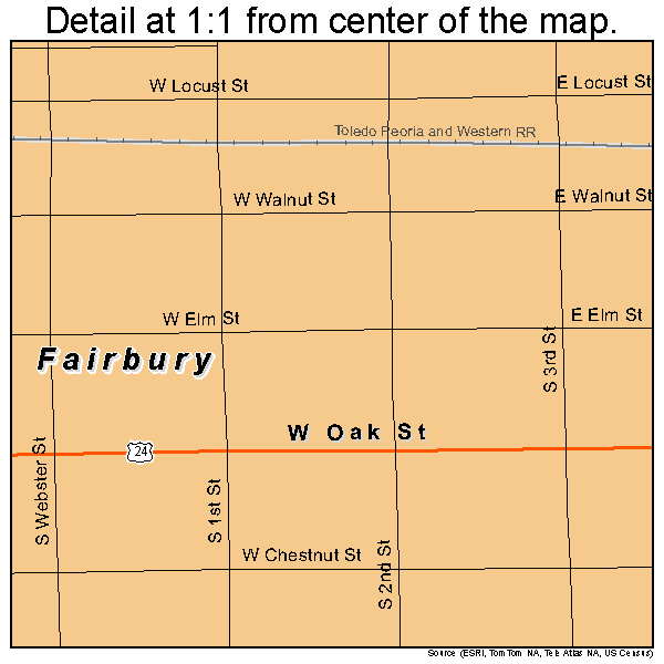Fairbury, Illinois road map detail