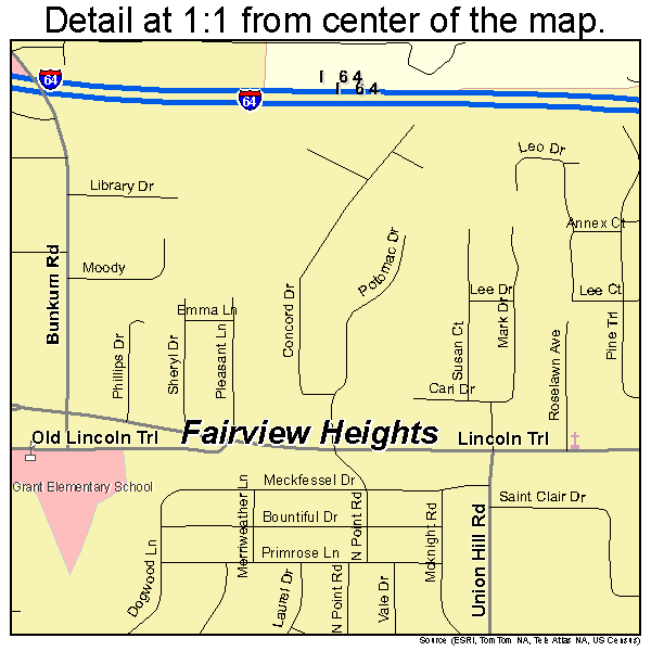 Fairview Heights, Illinois road map detail