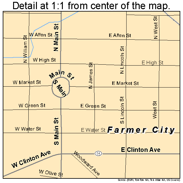 Farmer City, Illinois road map detail