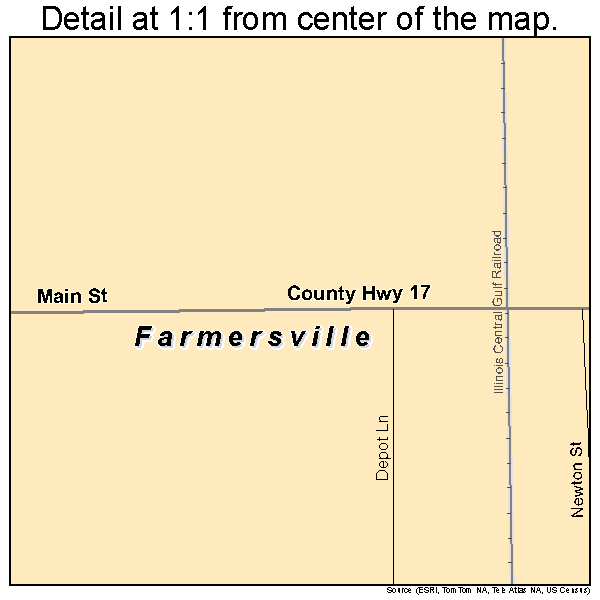 Farmersville, Illinois road map detail