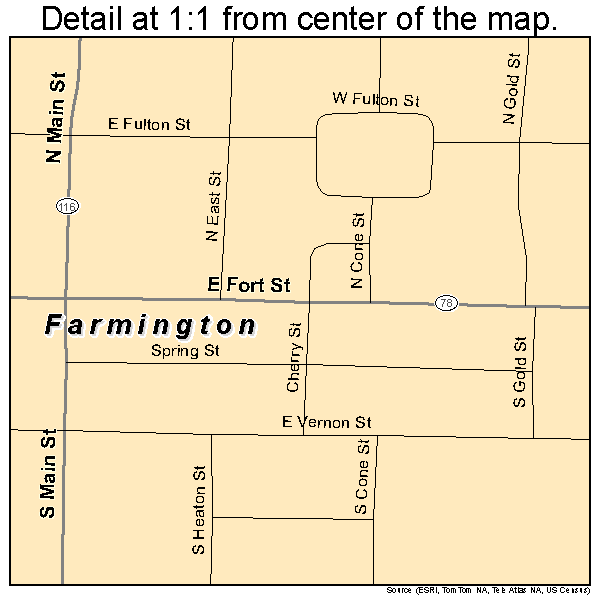 Farmington, Illinois road map detail