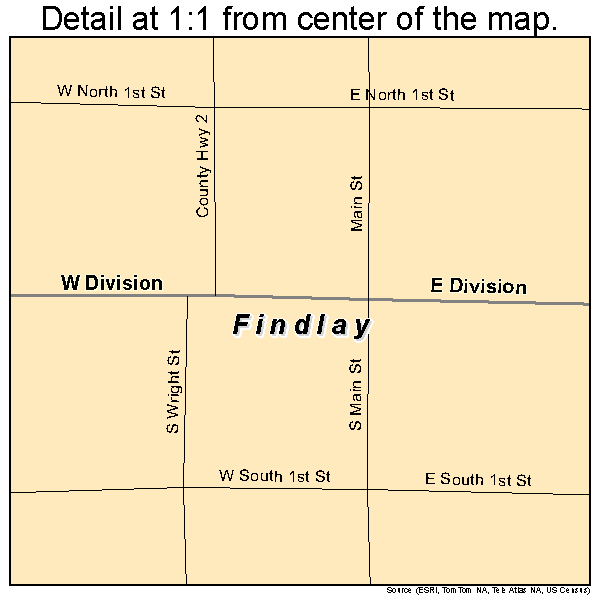 Findlay, Illinois road map detail