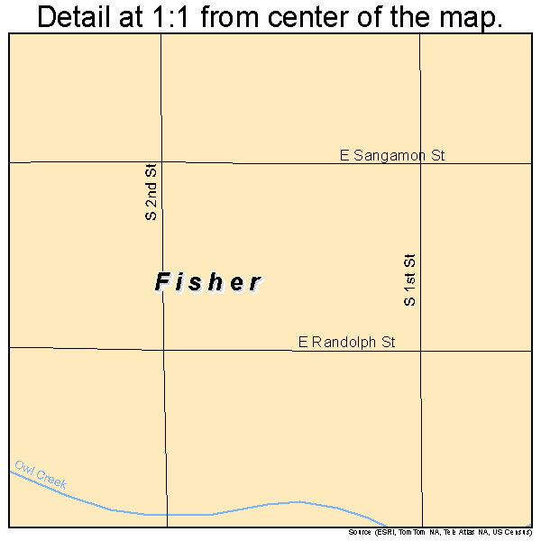 Fisher, Illinois road map detail