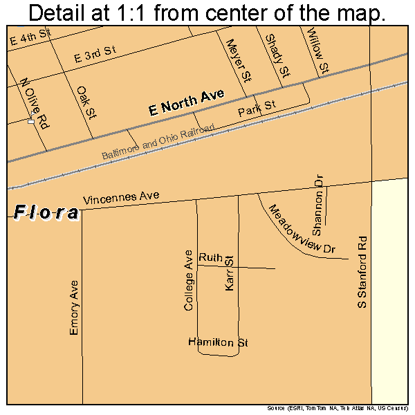 Flora, Illinois road map detail