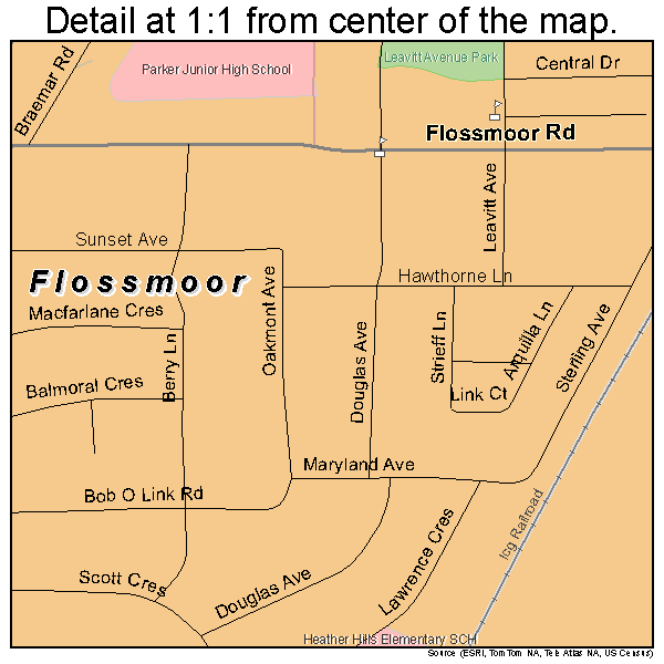 Flossmoor, Illinois road map detail