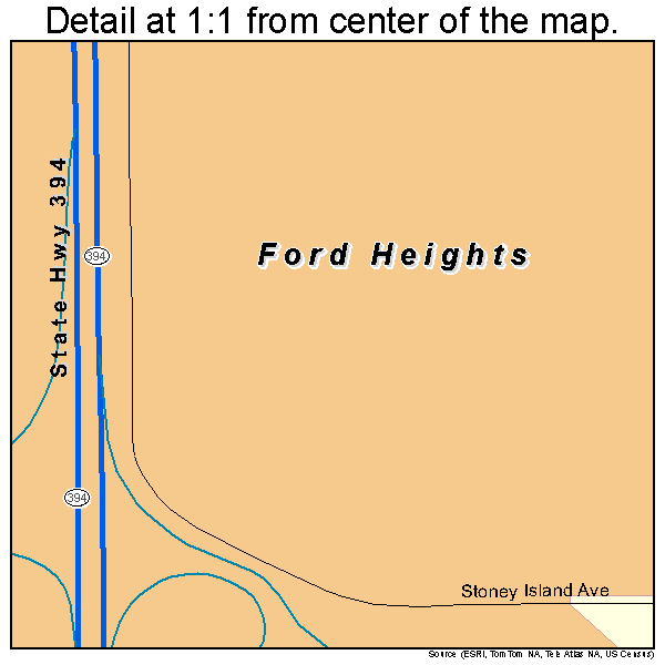 Ford Heights, Illinois road map detail