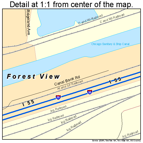 Forest View, Illinois road map detail
