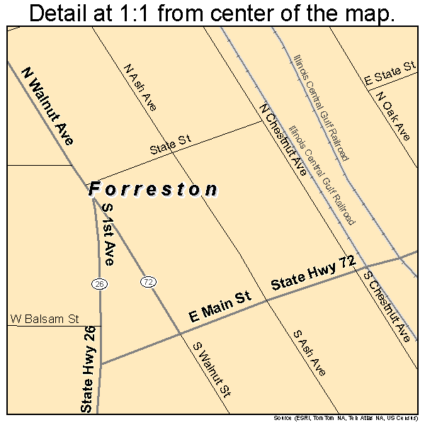 Forreston, Illinois road map detail