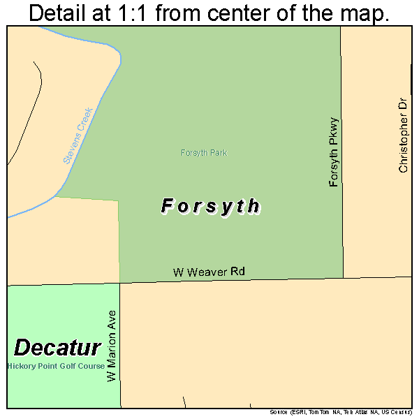 Forsyth, Illinois road map detail