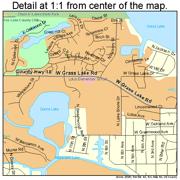 Fox Lake, Illinois road map detail