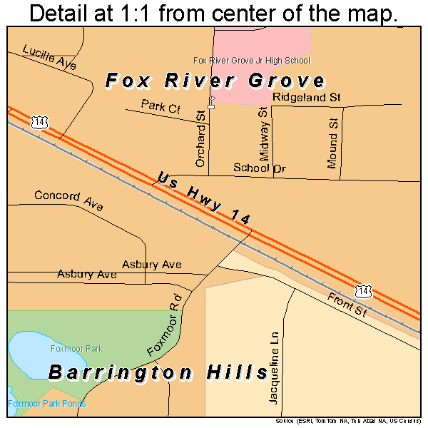 Fox River Grove, Illinois road map detail