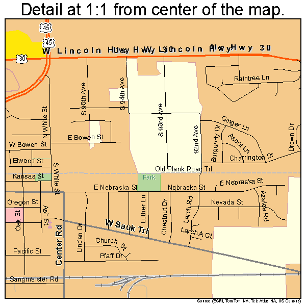 Frankfort, Illinois road map detail