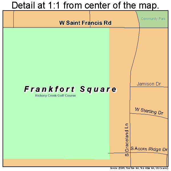 Frankfort Square, Illinois road map detail