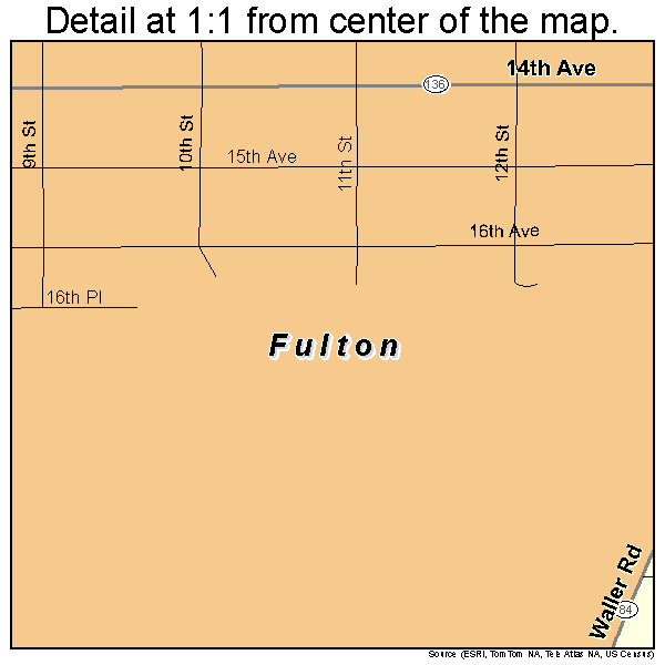 Fulton, Illinois road map detail
