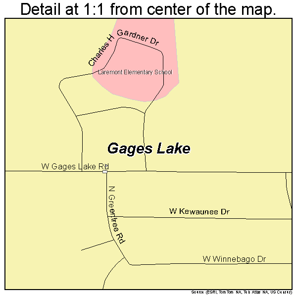 Gages Lake, Illinois road map detail