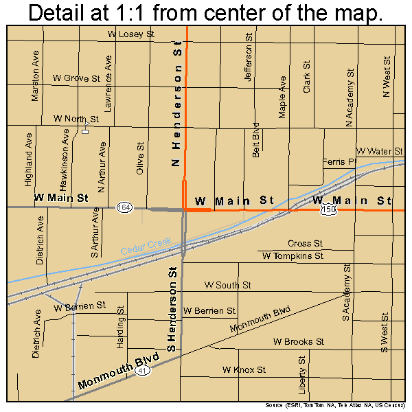 Galesburg, Illinois road map detail