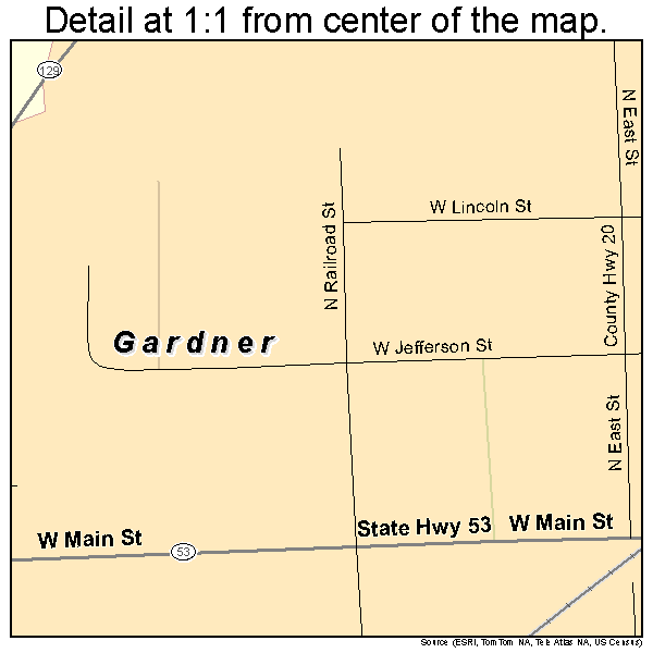 Gardner, Illinois road map detail