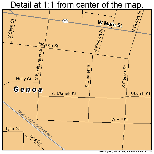 Genoa, Illinois road map detail