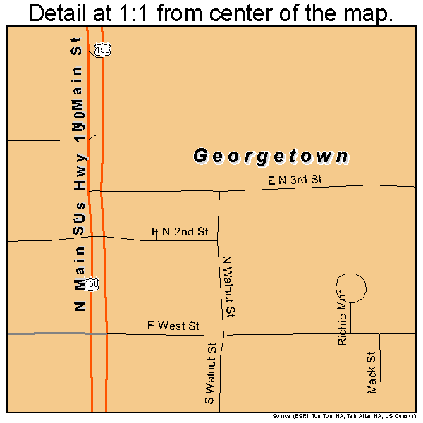 Georgetown, Illinois road map detail
