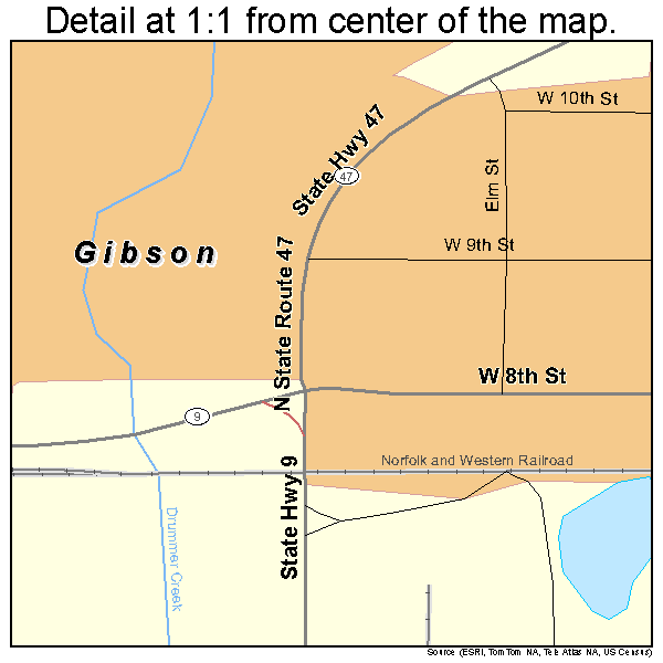 Gibson, Illinois road map detail