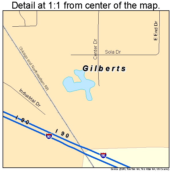 Gilberts, Illinois road map detail