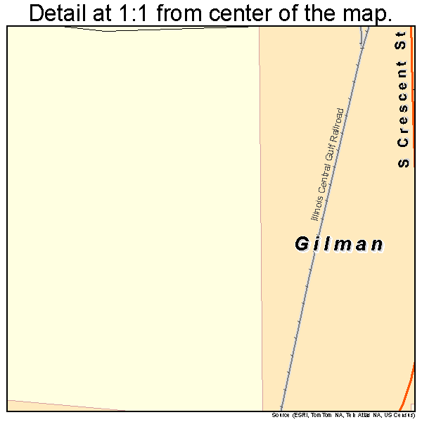 Gilman, Illinois road map detail
