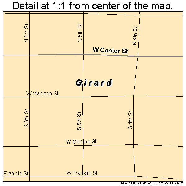 Girard, Illinois road map detail