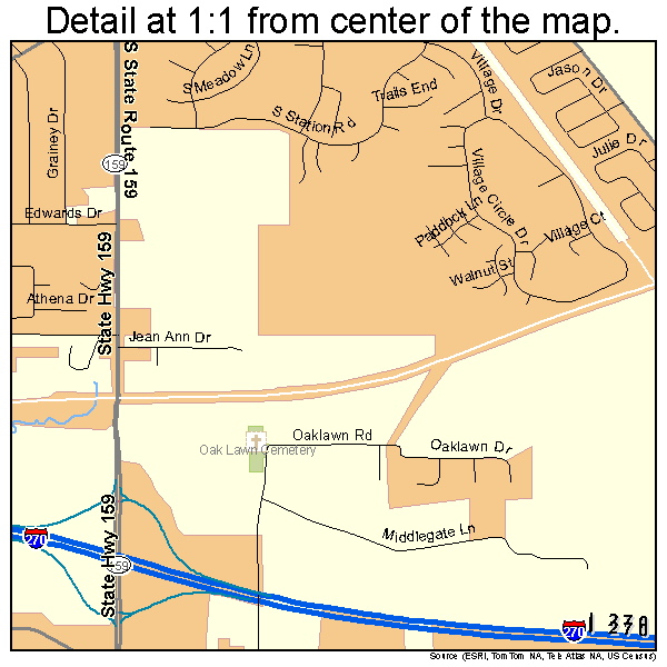 Glen Carbon, Illinois road map detail
