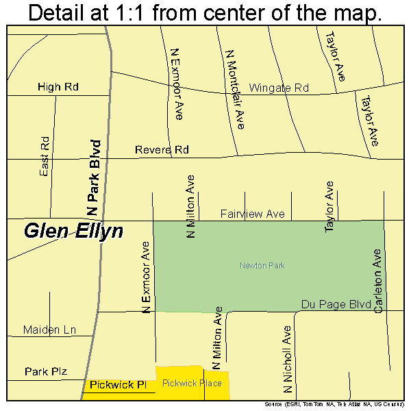 Glen Ellyn, Illinois road map detail