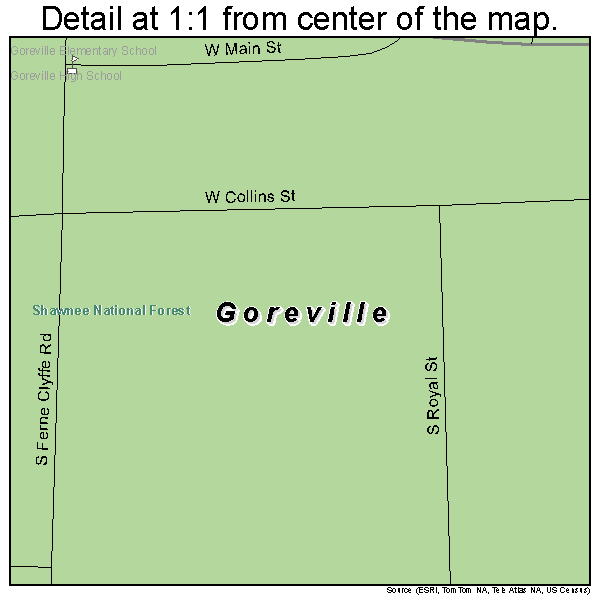 Goreville, Illinois road map detail