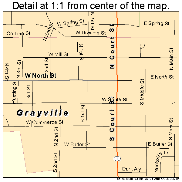 Grayville, Illinois road map detail
