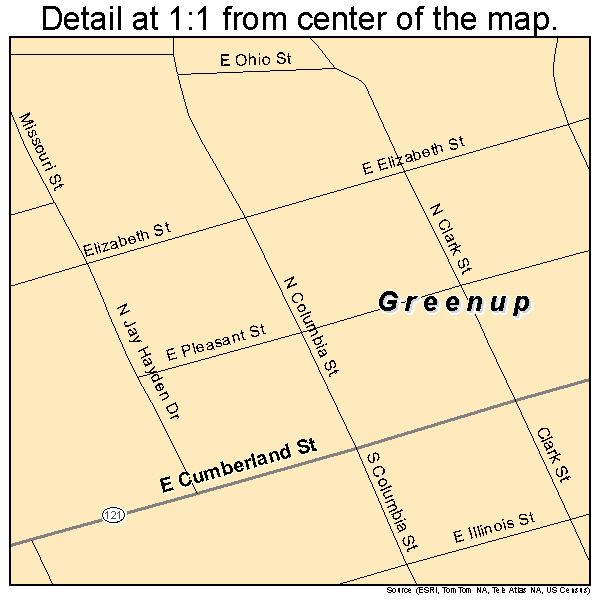 Greenup, Illinois road map detail