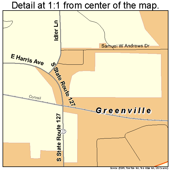 Greenville, Illinois road map detail