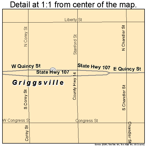 Griggsville, Illinois road map detail