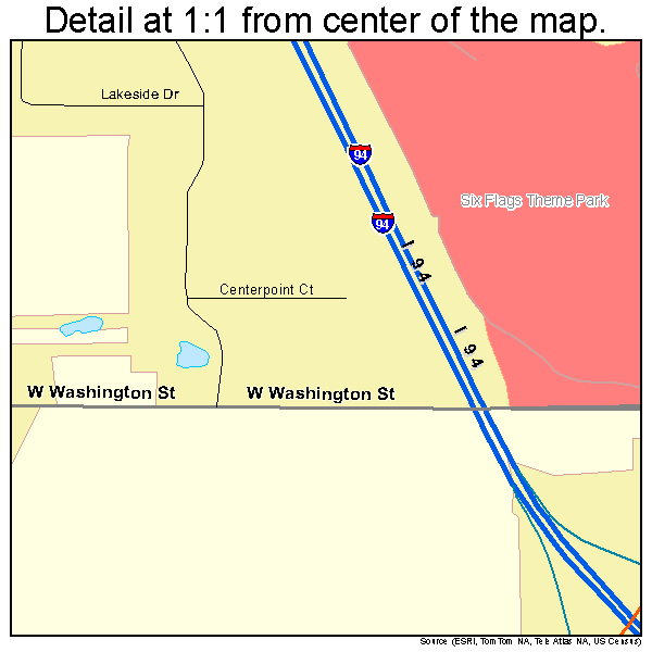 Gurnee, Illinois road map detail