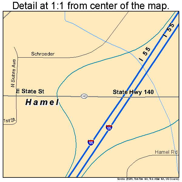 Hamel, Illinois road map detail