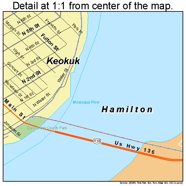 Hamilton, Illinois road map detail