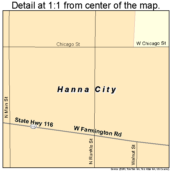 Hanna City, Illinois road map detail