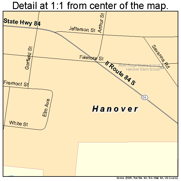 Hanover, Illinois road map detail